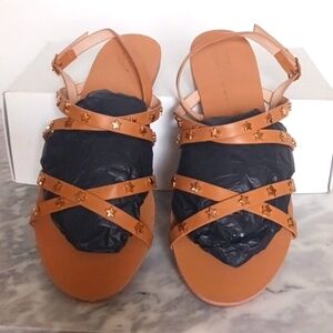 Vintage Havana Flat Strappy Star Stud Sandals,  Size 10